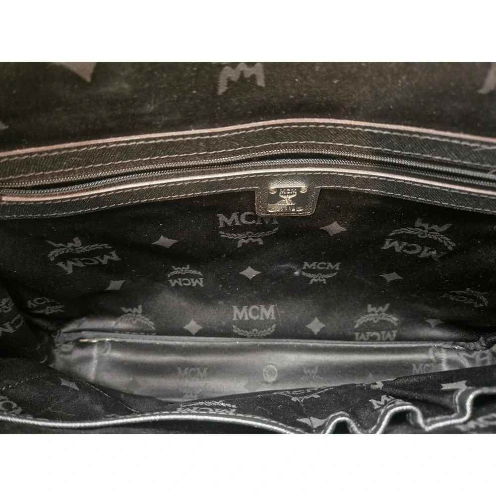 MCM Black Saffiano Leather Briefcase Laptop Bag Silver Hardware‎ Slim Business